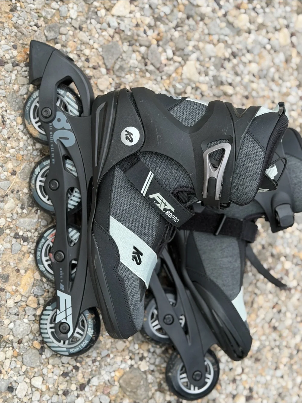 K2 F.I.T. 80 Pro Inline Skates Men's Black Gray Rollerblades Size 10. Great!